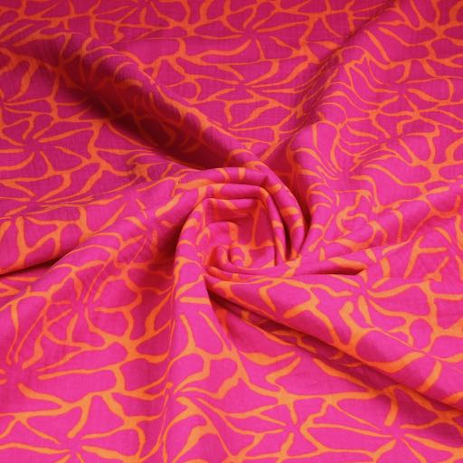 Hydrofiel Baby Katoen bedrukt Retro Bloem Oranje / Paars