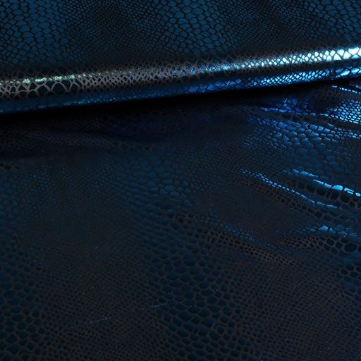 Jersey stretch Krokodil zwart / aqua foil
