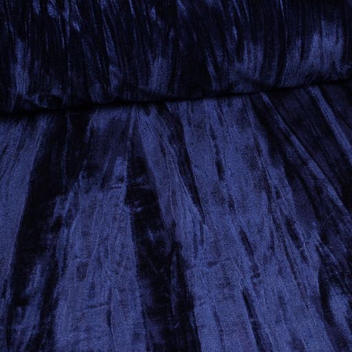 Glans stretch velvet /velour geplooid Navy