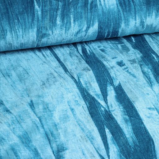 Glans stretch velvet /velour geplooid Aqua