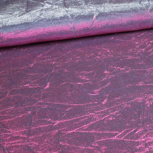 Lurex stof gekreukt zilver/fuchsia