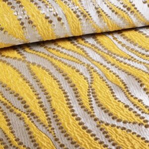 Jacquard lurex stippen geel