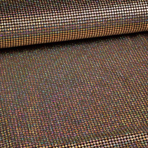 Velvet stof stretch hologram pailletten goud