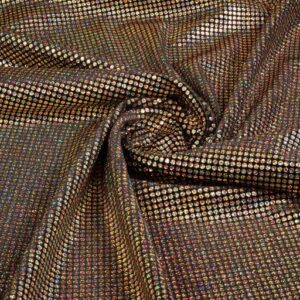 Velvet stof stretch hologram pailletten goud