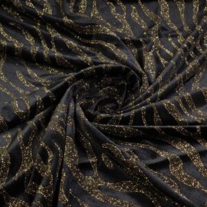 Velvet stof stretch Glitter streep goud