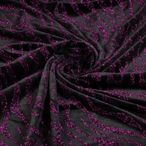 Velvet stof stretch Glitter streep paars