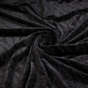 Velvet stof stretch Glitter streep zwart