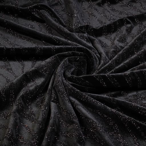 Velvet stof stretch Glitter streep zwart