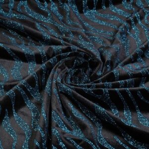Velvet stof stretch Glitter streep kobalt