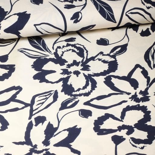 Crepe Viscose bloem zwart