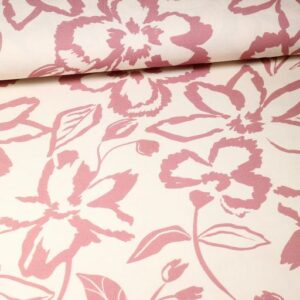 Crepe Viscose bloem oud roze