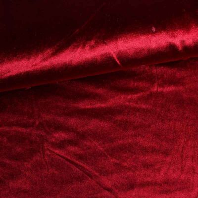 Glans stretch velvet stof bordeaux