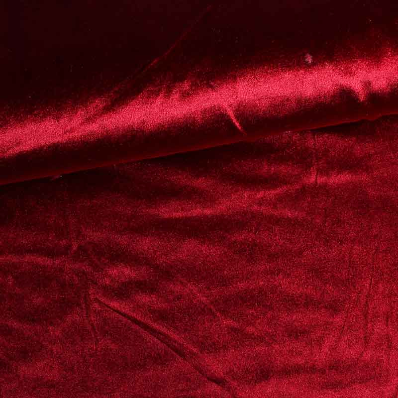 Glans stretch velvet stof bordeaux