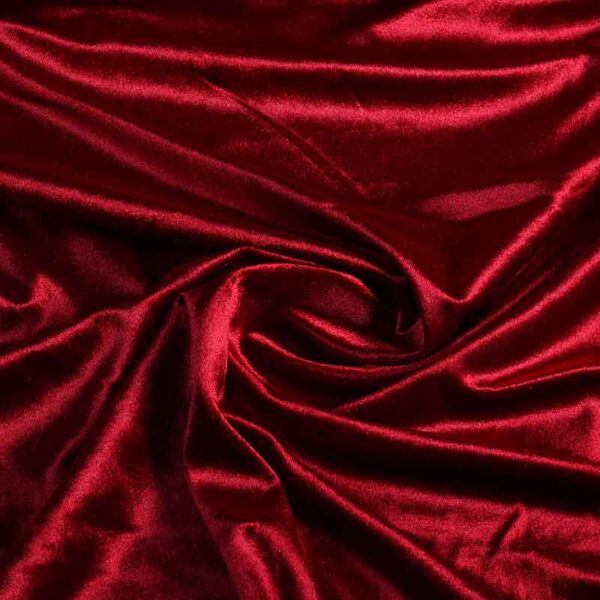 Glans stretch velvet stof bordeaux