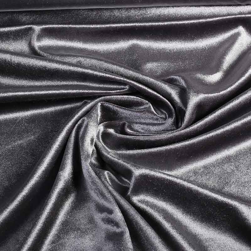 Stretch velvet stof zilver