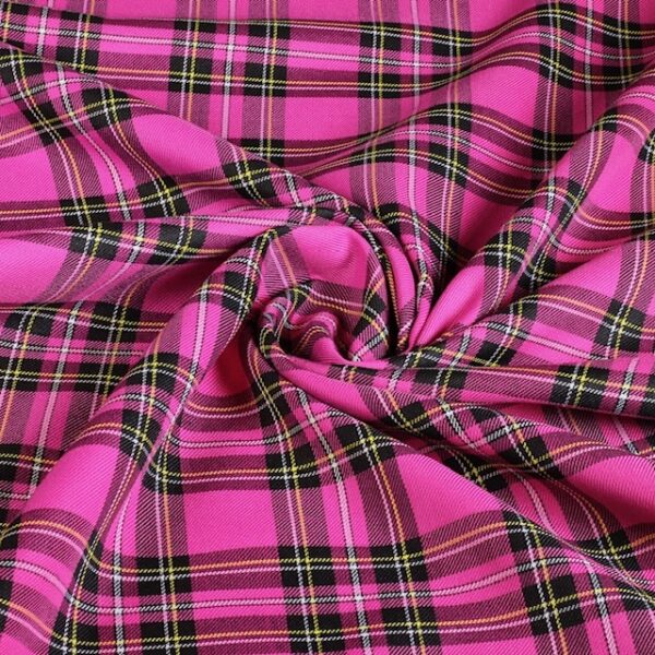 Schotse ruit stof fuchsia