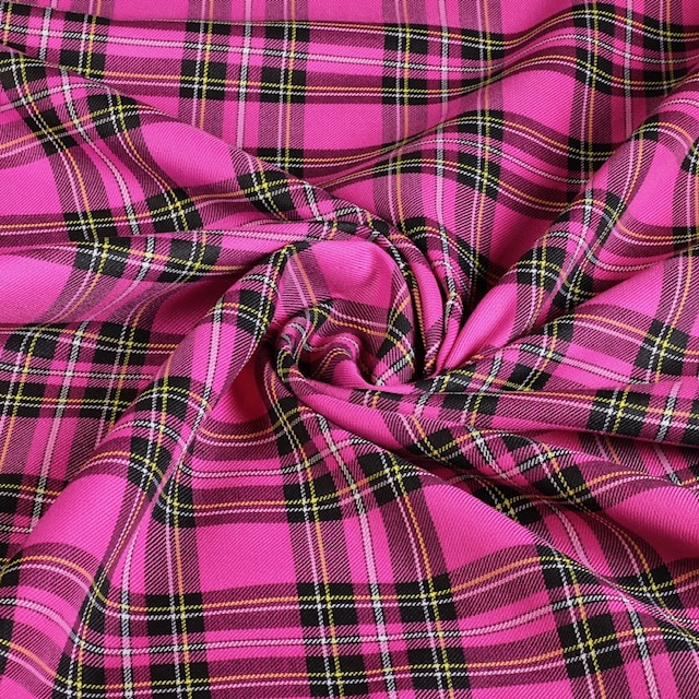 Schotse ruit stof fuchsia