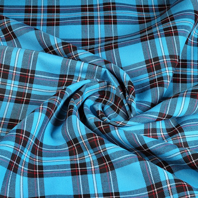 Schotse ruit stof aqua