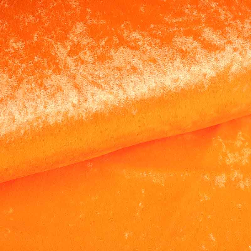 Velours de panne stof fluor oranje