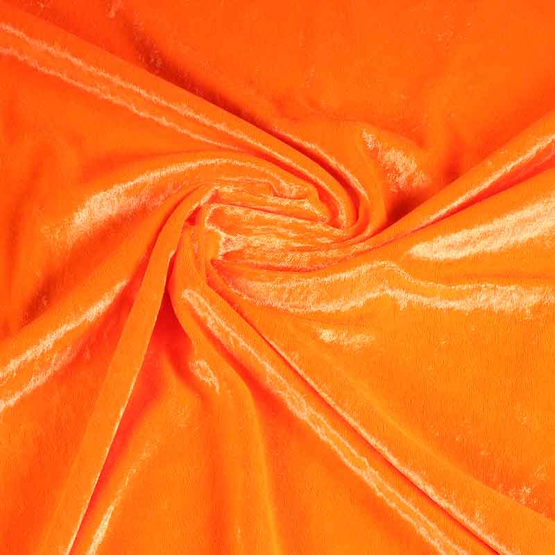 Velours de panne stof fluor oranje