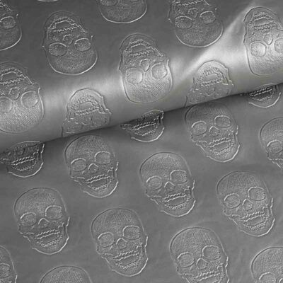Nep leer skull zilver