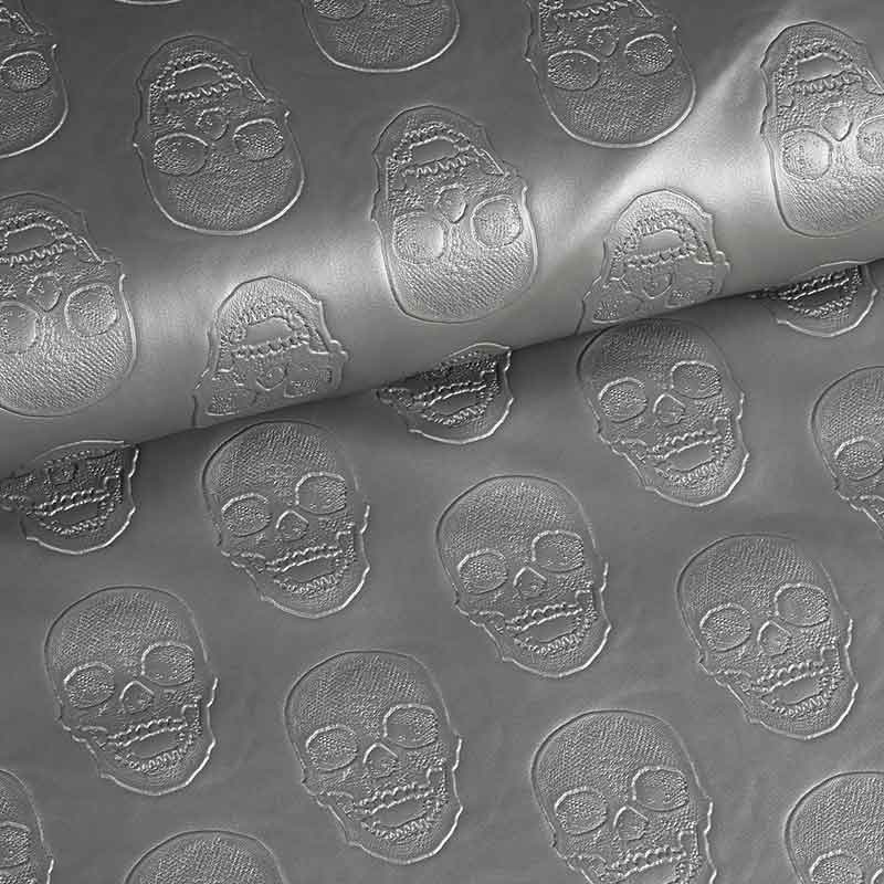 Nep leer skull zilver