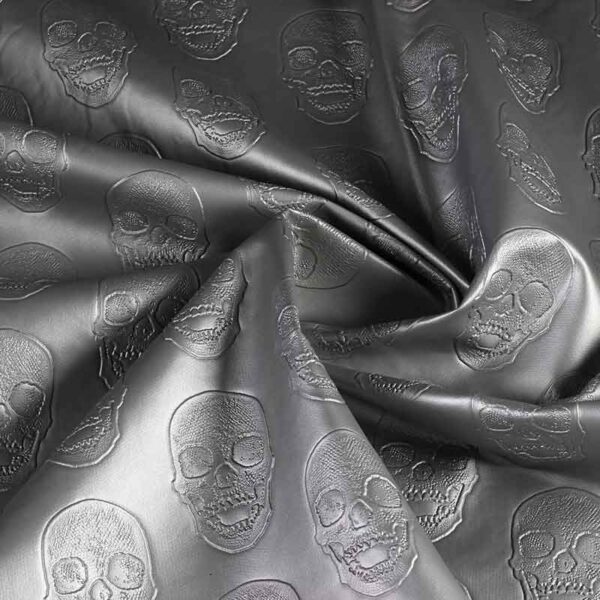 Nep leer skull zilver
