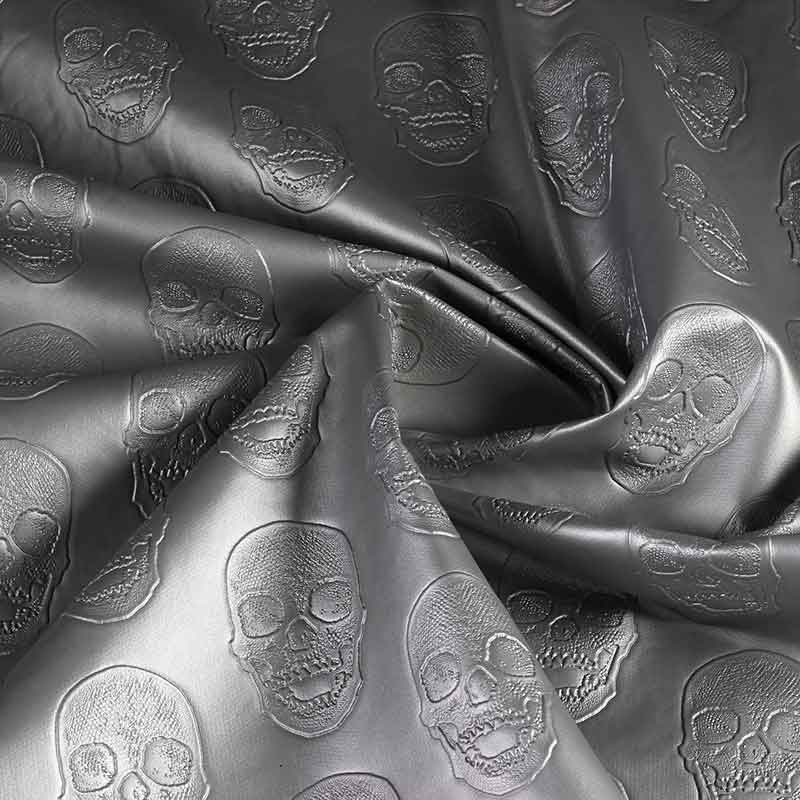 Nep leer skull zilver