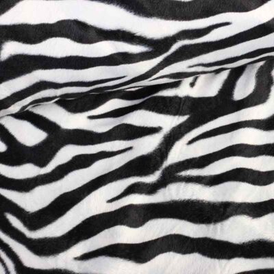 Velboa stof zebraprint wit groot