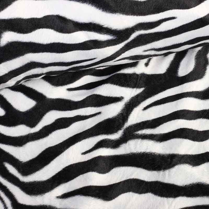 Velboa stof zebraprint wit groot