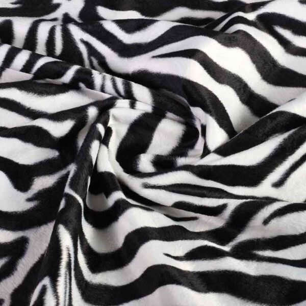 Velboa stof zebraprint wit groot