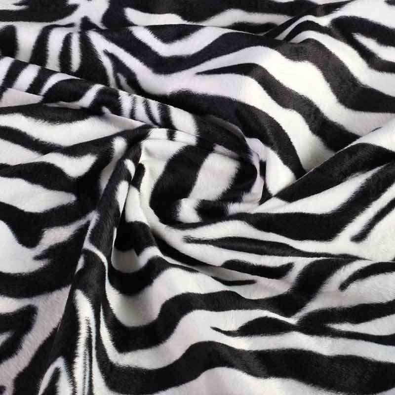 Velboa stof zebraprint wit groot