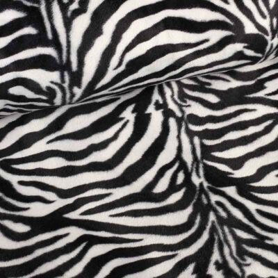 Velboa stof zebraprint wit