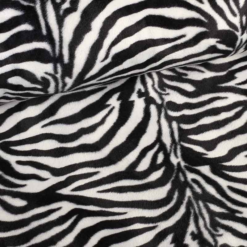Velboa stof zebraprint wit