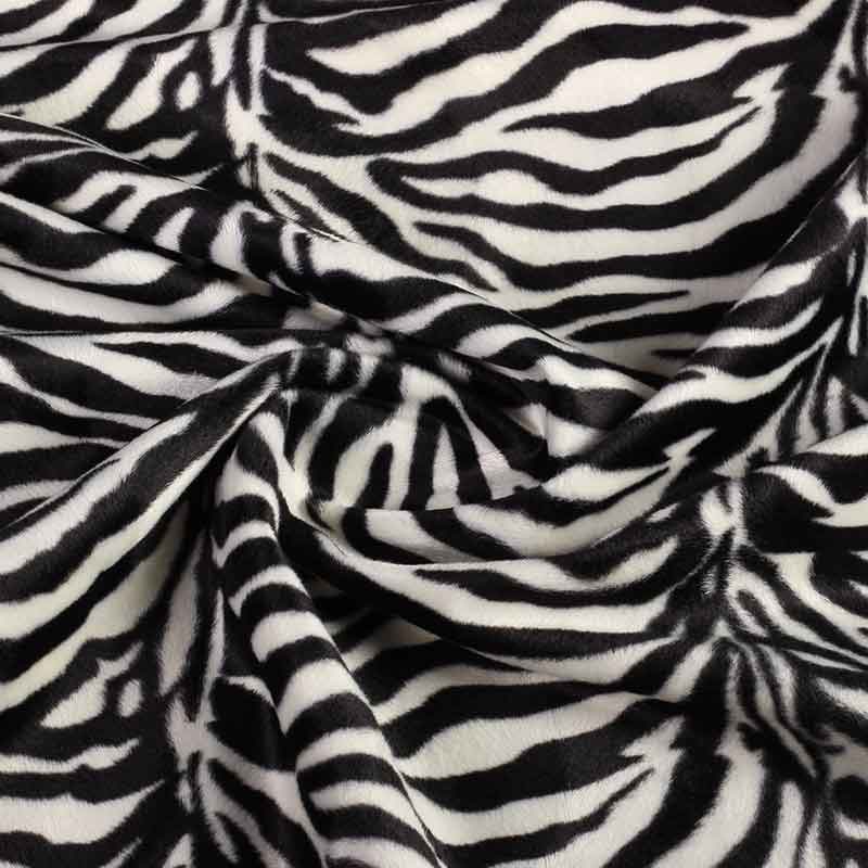 Velboa stof zebraprint wit