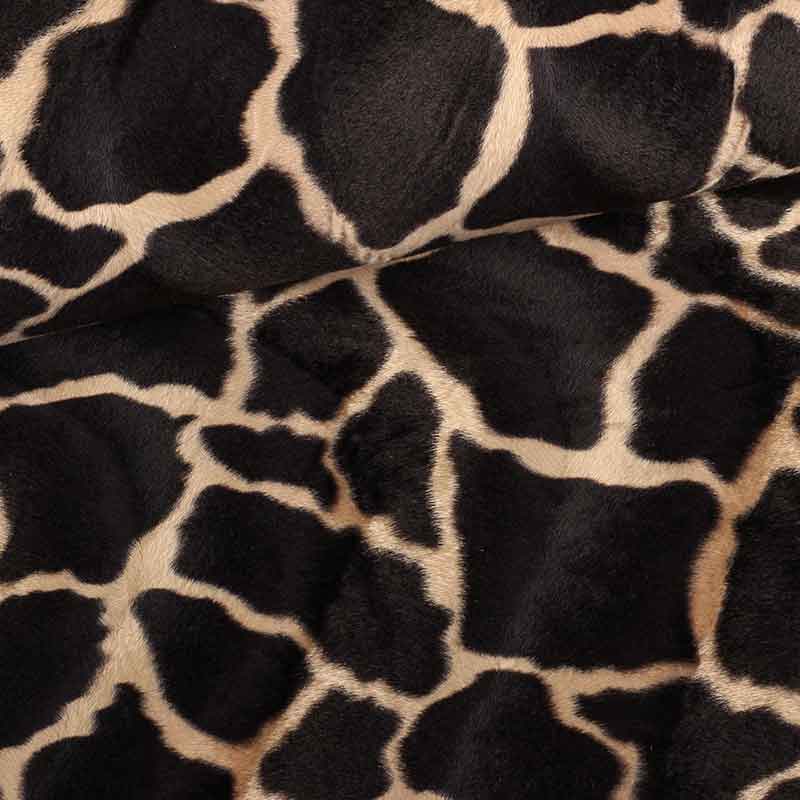 Velboa stof giraffe donkerbruin camel