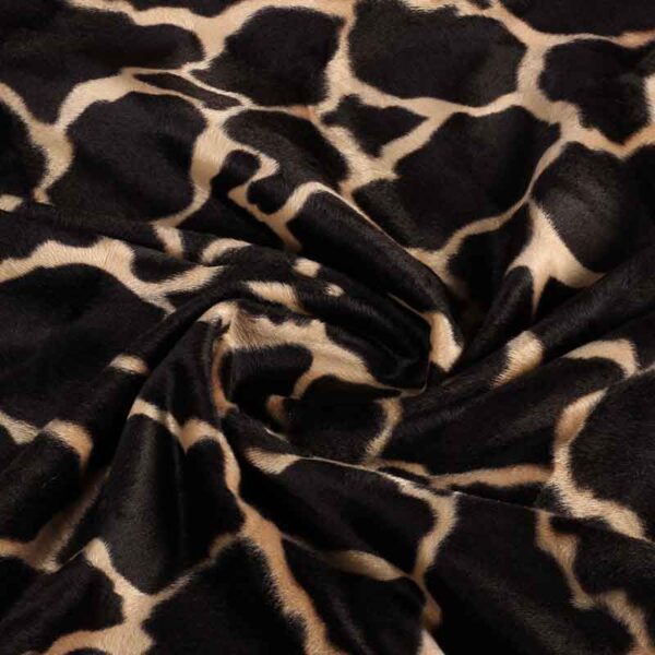 Velboa stof giraffe donkerbruin camel