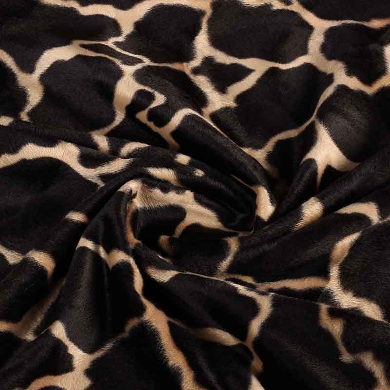 Velboa stof giraffe donkerbruin camel