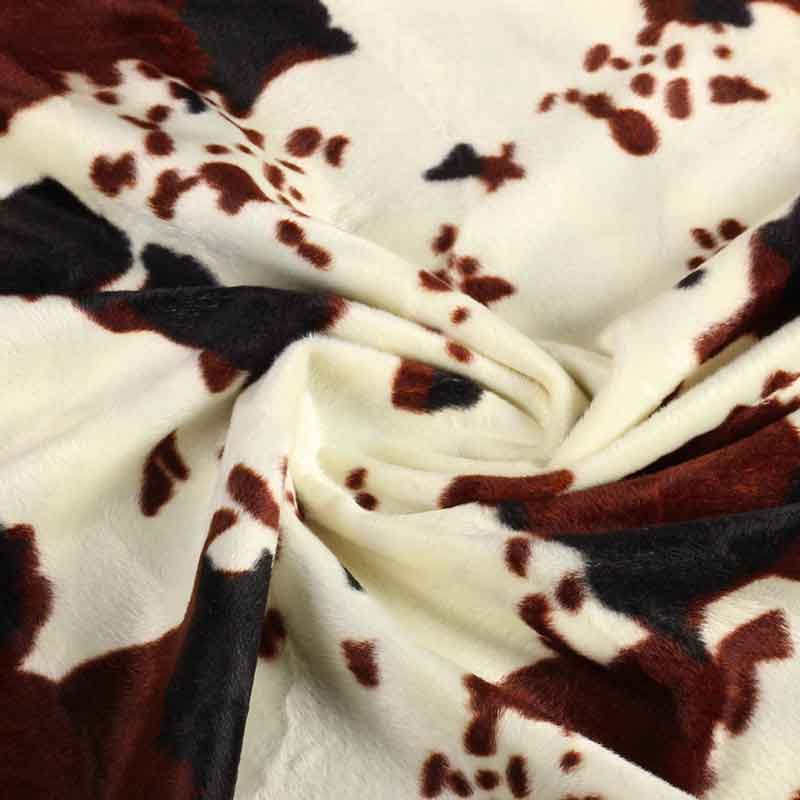 Velboa stof koeprint bruin zwart