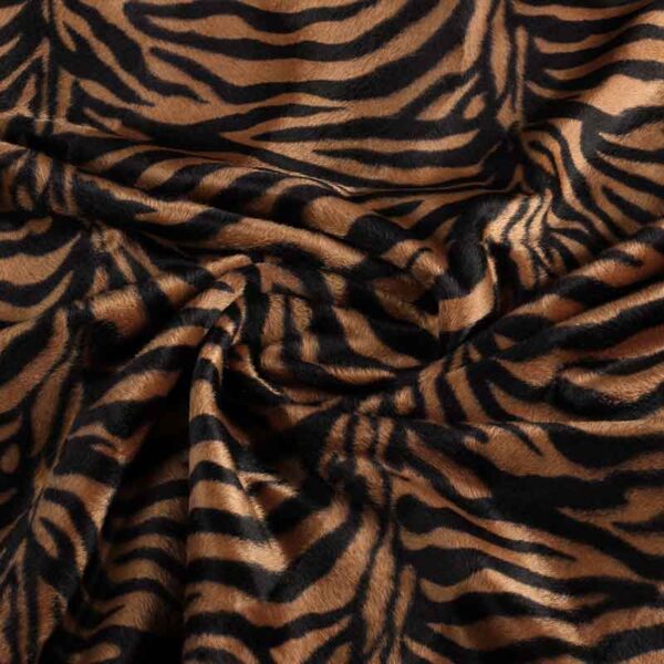 Velboa stof dierenprint zebra bruin klein