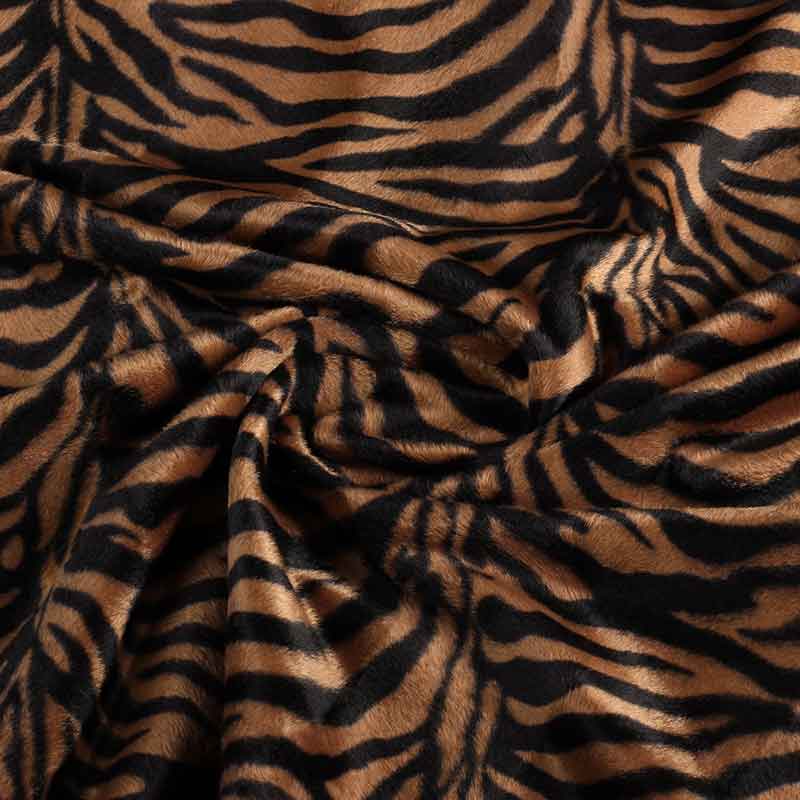 Velboa stof dierenprint zebra bruin klein