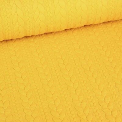 Kabel stof jacquard tricot oker