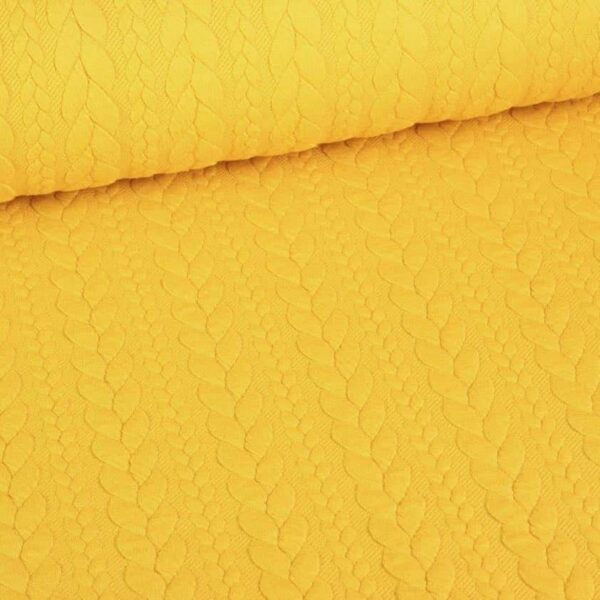 Kabel stof jacquard tricot oker