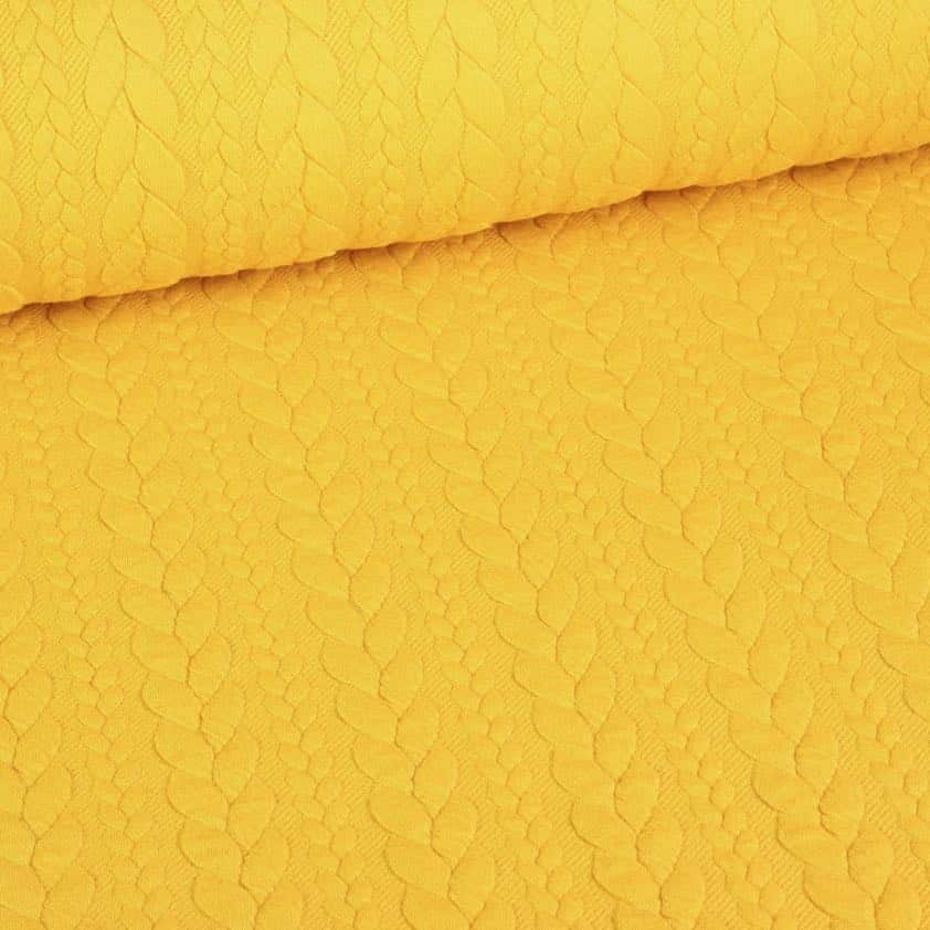 Kabel stof jacquard tricot oker
