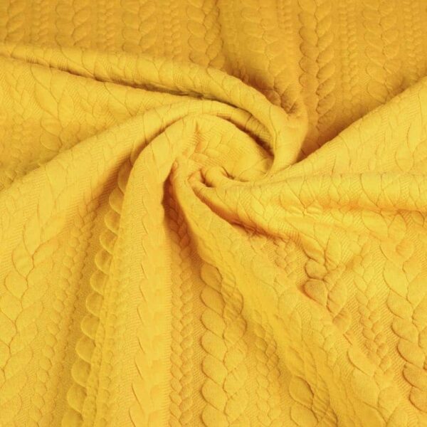 Kabel stof jacquard tricot oker