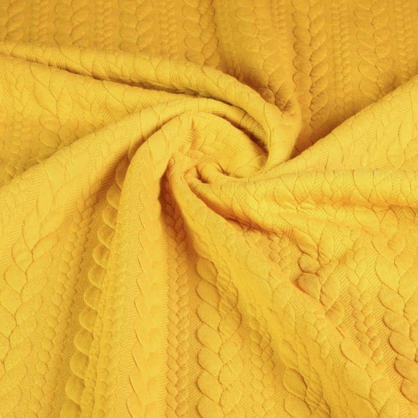 Kabel stof jacquard tricot oker