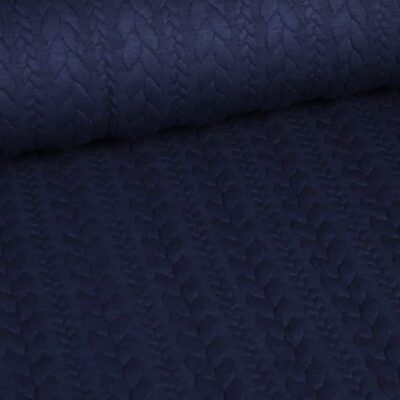 Kabel stof jacquard tricot navy