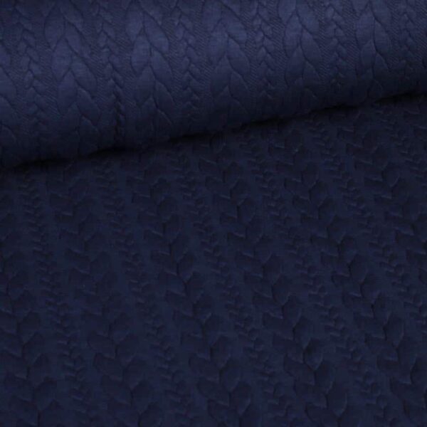 Kabel stof jacquard tricot navy