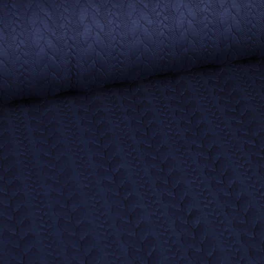 Kabel stof jacquard tricot navy