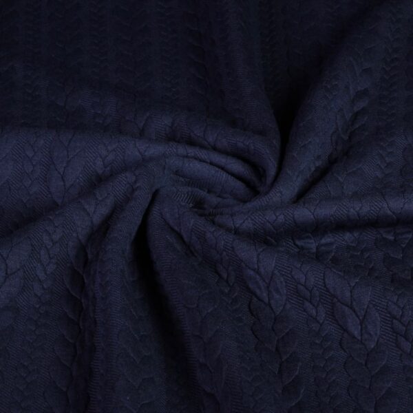 Kabel stof jacquard tricot navy